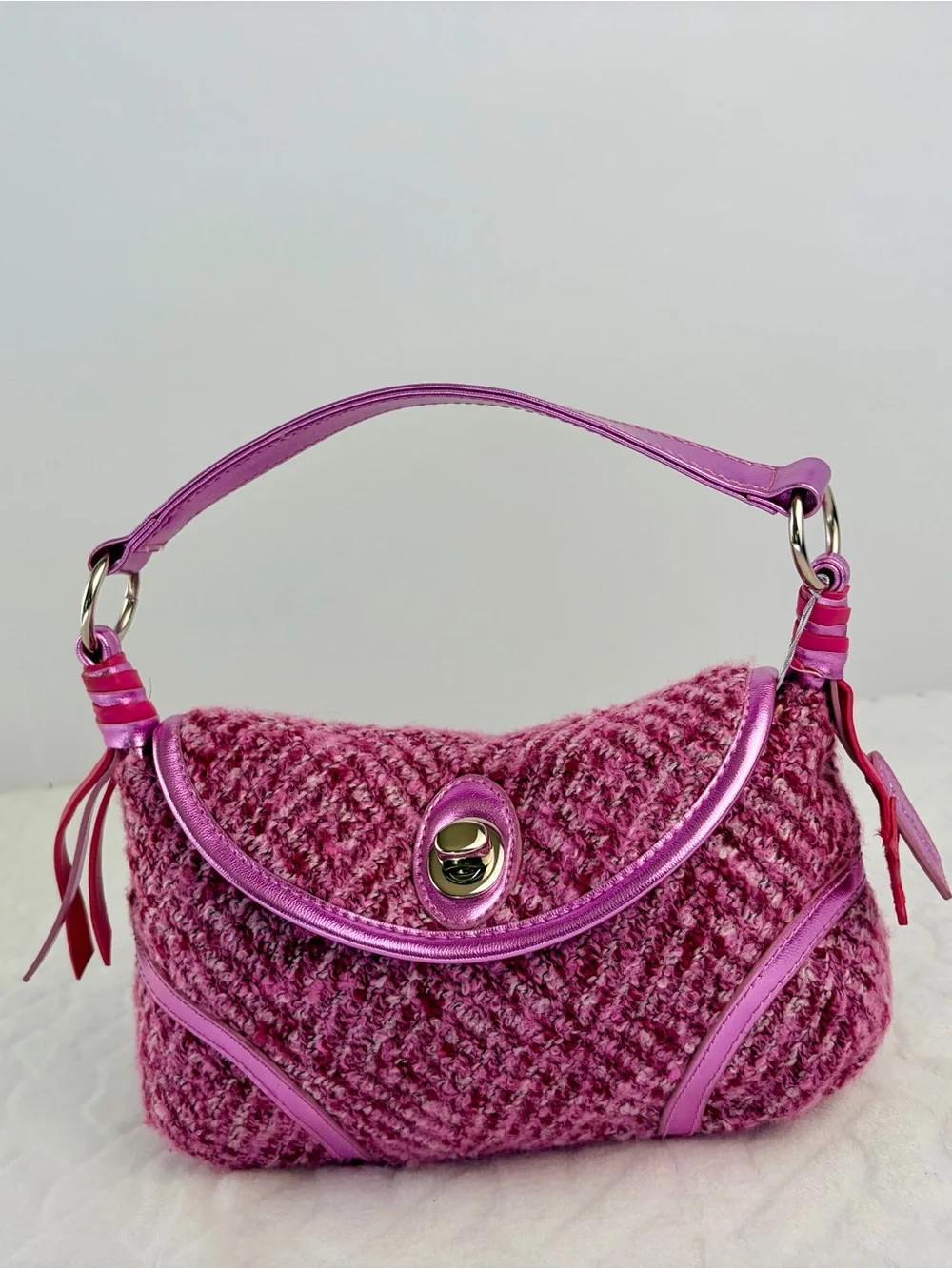 American Girl x Bath and Body Works Pink Tweed Cosmetic Bag with Metallic Trim